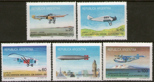 Argentina Serie X10 Exp. Filatélica 1985 - Zepelín Aviones