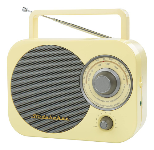 Studebaker Radio Am/fm Retro Portatil Para El Hogar Amarillo