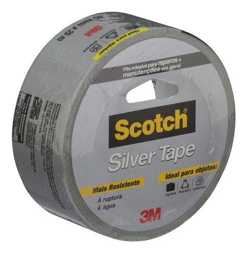 Fita Silver Tape Prata 3m 45 Mm X 25 M