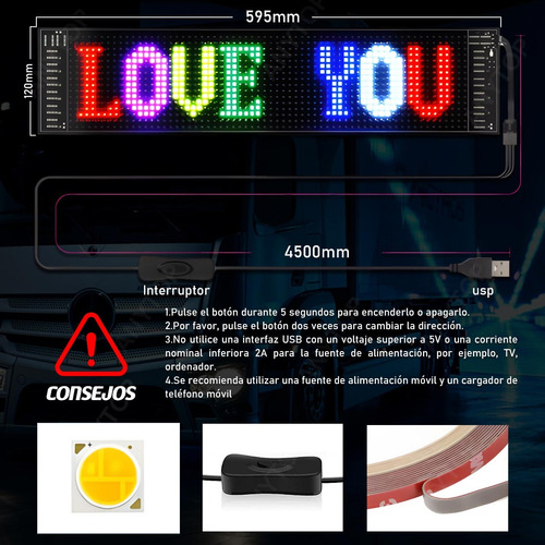 Programable Pantalla Flexible Led Devil Ojos 12x59.5cm 2pzas
