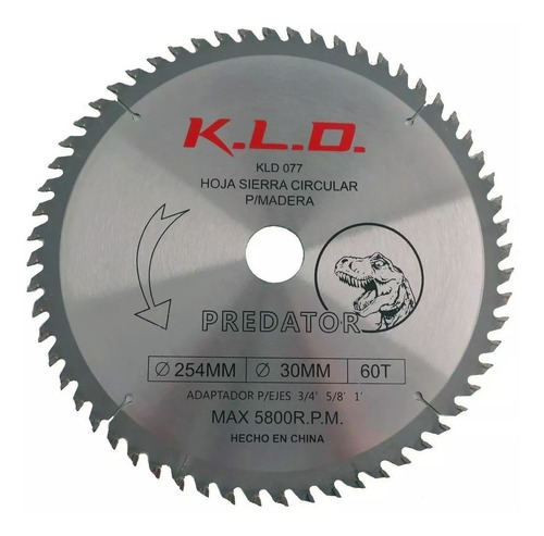 Hoja De Sierra Circular 10 PuLG 254 Mm Madera 60 Dientes Kld