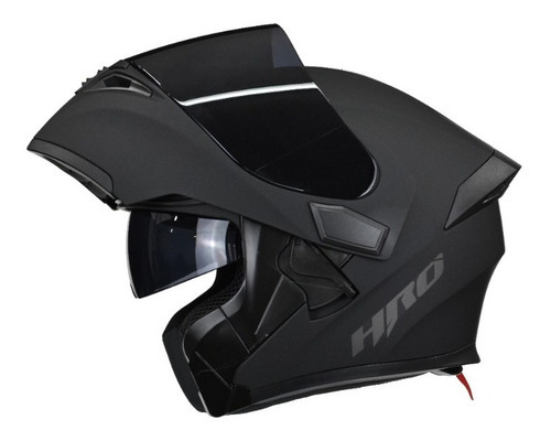 Casco Para Moto Abatible Hro 3400dv Negro Mate Con Luz Stop Tamaño Del Casco L