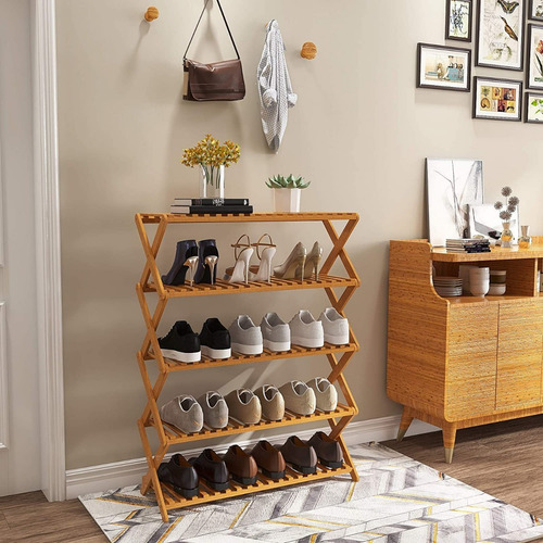 Imagen 2 de 3 de Zapatera De Madera Minimalista Zapatera Plegable