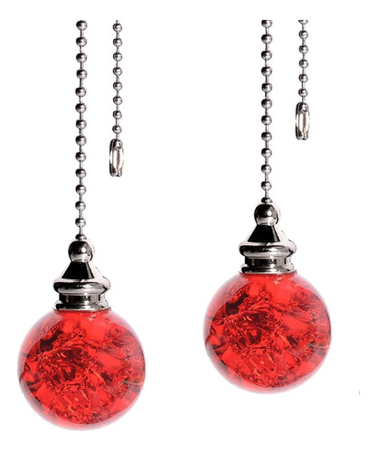 2pcs Red Pull Chain Crystal Glass Ice Cracked Ball Pull Chai