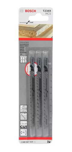 Hojas Caladora Set X3 Calar Madera 2-65mm Bosch 2608667519