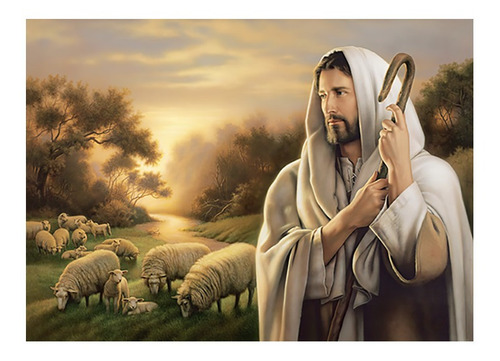 Giclée Jesús Buen Pastor Lienzo Importado 75x106cm Horizontl