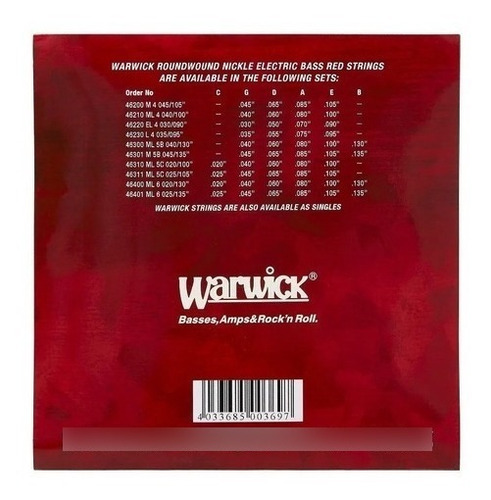 Imagen 2 de 10 de Cuerdas Para Bajo Warwick Encordados 46200 M 4 045 105 Set 4