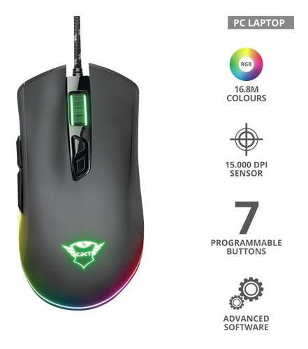 Mouse Gamer Pro Trust Gxt 900 Qudos Full Rgb Led 15000 Dpi