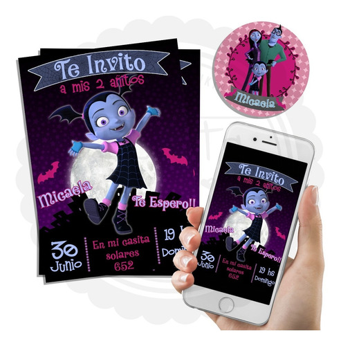 Kit Imprimible Invitación+digital+topper Gratis Vampirina