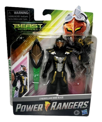 Boneco Colecionável Cybervillain Robo Blaze - Com Acessórios E Chave Morph-x - Personagem Do Desenho Juvenil Power Rangers - Beast Morphers - Hasbro Brinquedos