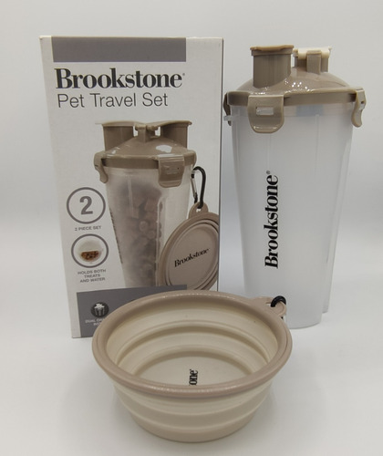 Brookstone Pet Travel Set Plato Bebedero Contenedor (usa)