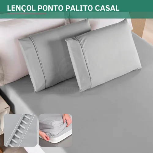 Jogo De Cama Casal Padrão 3 Peças C/ Fronha Ponto Palito Toque Ma...