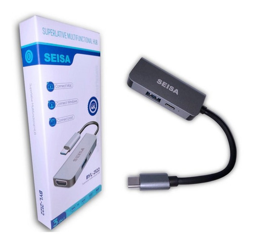 Hub Adaptador 3 En 1 Tipo C A Hdmi Audio Video 4k Usb3.0+ Pd