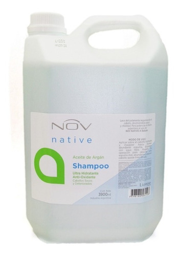 Shampoo Nov Argan Bidón 4lts Nutritivo Peluquería