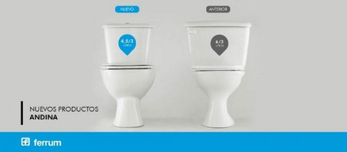 Imagen 4 de 7 de Juego Baño Inodoro Largo Mochila Dual Ferrum Andina Nuevo Cu