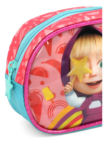 Estojo Escolar Masha E O Urso Luxcel - Salmão