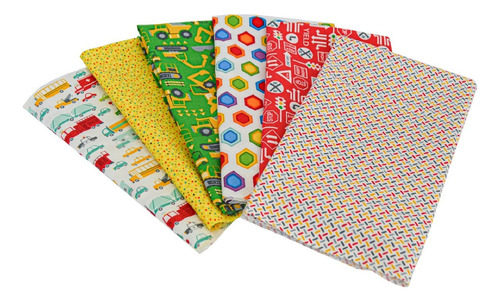 Set 6 Telas Algodón, Patchwork 50x55cm C/u Diseño Autos