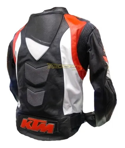 Chaqueta de piel para moto, con protecciones para hombre