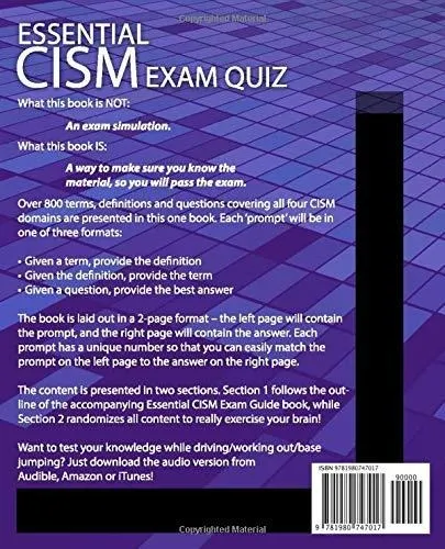 Book : Essential Cism Exam Quiz Updated For The 15th Editio