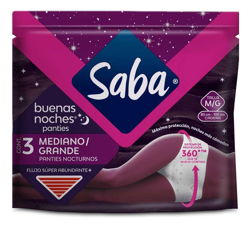 Panties Saba Buenas Noches Talla Mediano/grande Cont. 3 Pzs