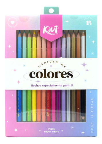 Lapices De Colores Kiut 15 Colores Punta Super Suave
