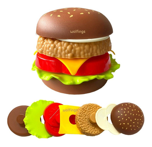 Imagen 6 de 9 de Juego De Encastre Comida Rapida Combo Hamburguesa De Juguete