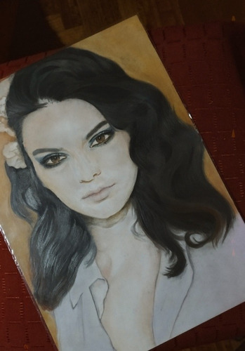 Dibujo Retrato Kendal Jenner Al Pastel 23x35