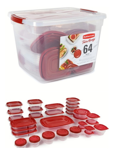 Juego De Recipientes P/alimentos Rubbermaid Takealong 64 Pz.