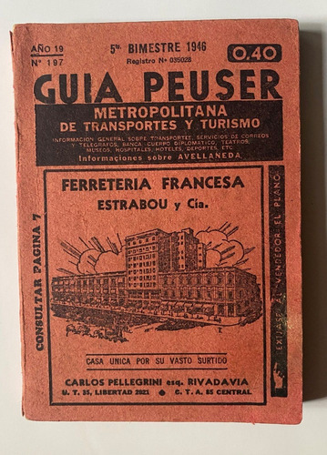 Guía Peuser Buenos Aires, 1946 Mapa Y Transporte 175pp  Fcb1