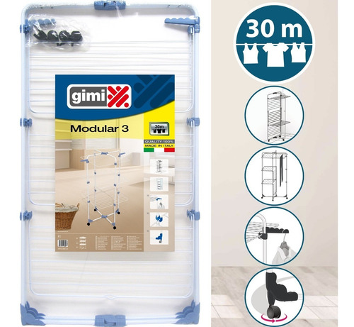 Imagen 5 de 10 de Tender Vertical Plegable Tendedero De Ropa Pie Gimi Italiano