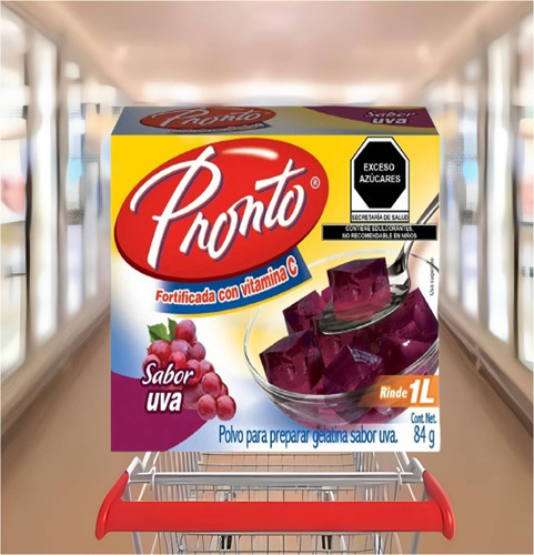 Pronto 3 Gelatinas De Agua Sabor Uva Con Vitamina C Wow