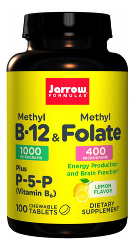 Vitamina B12 1000mcg, 100 Unids. Methylfolate 400mcg Jarrow
