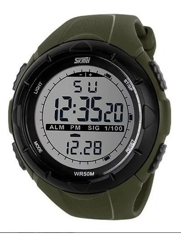 Reloj Hombre Skmei 1025 Sumergible Digital Alarma Cronometro Color De La Malla Verde