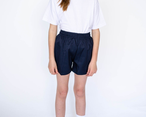 Short Gabardina Colegial Escolar Niños     Azul / Blanco 