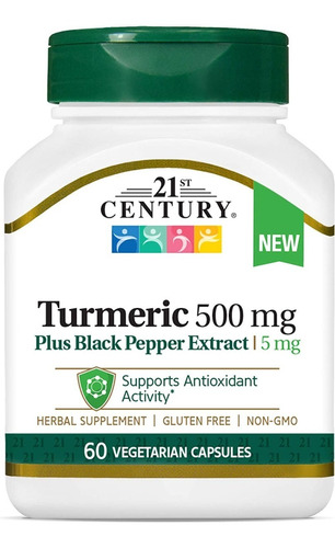 21st Century | Turmeric I 500mg I 60 Capsulas I Importado 