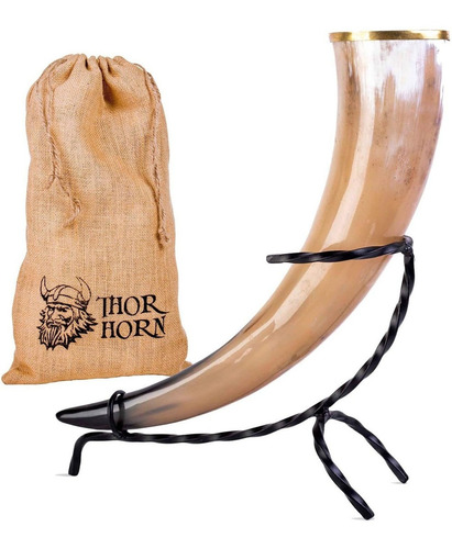 Cuerno Vikingo Para Beber Con Soporte De Metal Thor Horn
