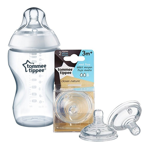 Tetero 9 Onzas Y Chupos De Flujo Medio Tommee Tippee