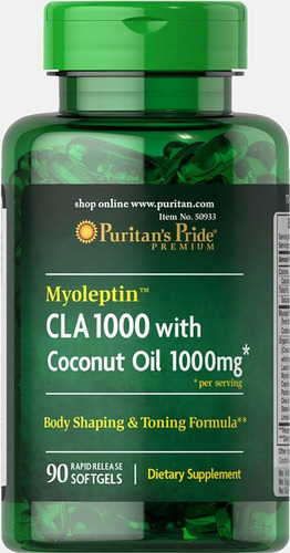 Puritans Pride Myoleptin Cla 1000 Com Óleo De Coco-90 Cápsu