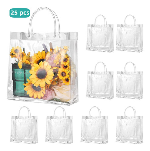 25 Bolsa Regalo Con Asa Transparentes Boda Bautizo Recuerdos