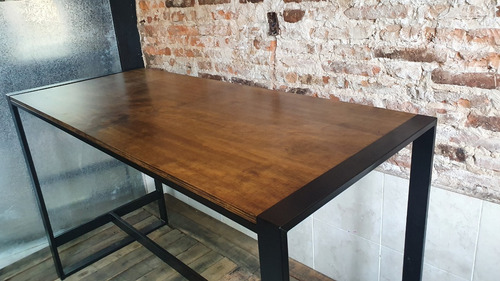 Imagen 5 de 6 de Barra Desayunador Industrial Hierro Madera 60/20 Isla 120x60