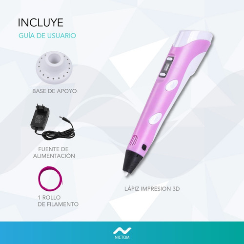 Lápiz Impresión 3d Nictom L3d Dibujo Pantalla Oled Rosa Tl