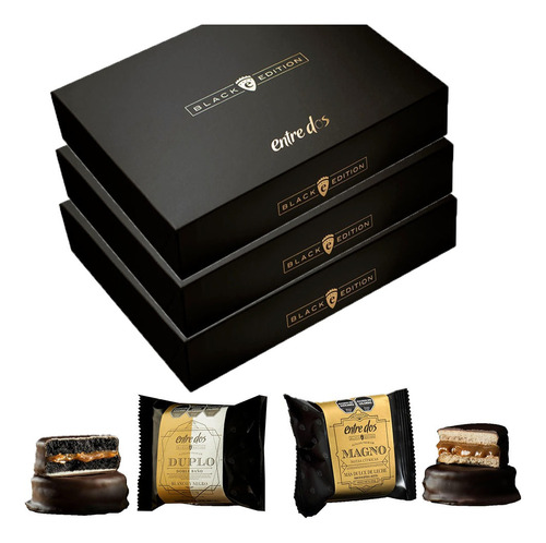 Alfajores Black Edition Entre Dos 3 Cajas X4 Unidades