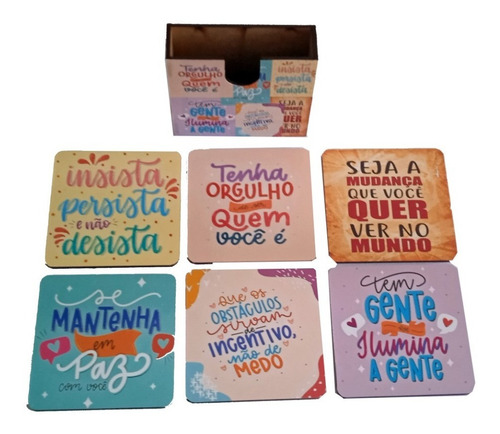 Imagem 5 de 6 de Porta Copos Imantado Frases 5 Caixa Brinde