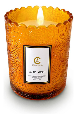 Vela Aromatica Decorativa De Soya Artesanal Olor Ambar Color Naranja Fragancia Ambar Baltico