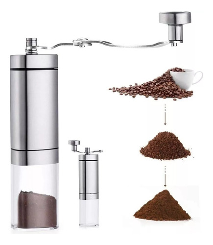 Moedor De Café Manual Inox Com Manivela Giratória Moer Grãos