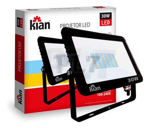 Refletor Led Slim 30w Bivolt Branco Frio 6500k - Kian