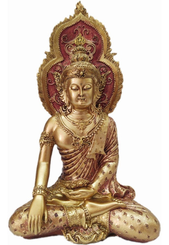 Bella Figura Buda En Fina Resina Bhumisparsha Mudra Tibetano