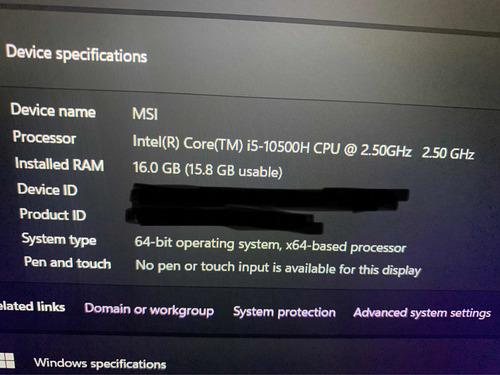 Imagen 2 de 4 de Msi Gf65 Rtx 3060 I5 10th 500gb Ssd 16gb Ram