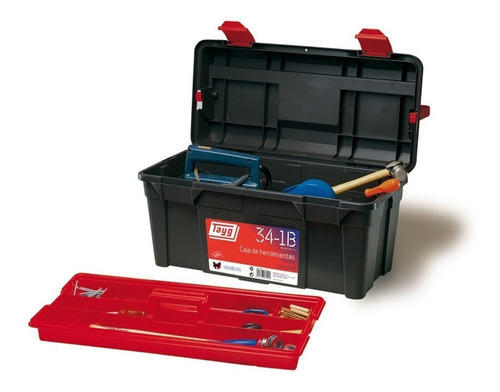 Caja de herramientas Tayg 34-1B de plástico 285mm x 580cm x 290mm negra y roja