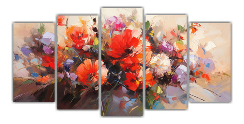 100x50cm Cuadros De Flores Vibrantes En Lienzo Estilo Vib Se